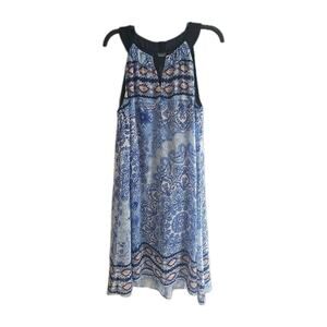 Dressbarn Casual Blue‎ Paisley Sleeveless Summer Cruise Beach Dress Womans Sz 16